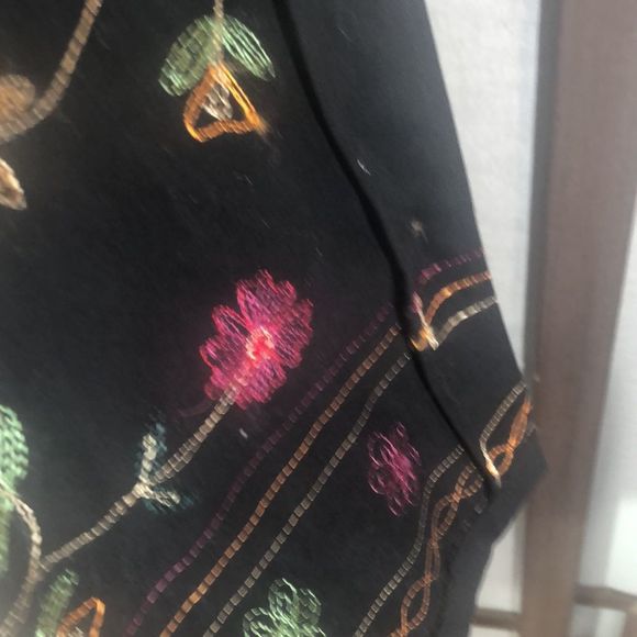 Denim & Co. embroidered black jacket/ large/ cotton, orange, green, red, yellow - Picture 9 of 11